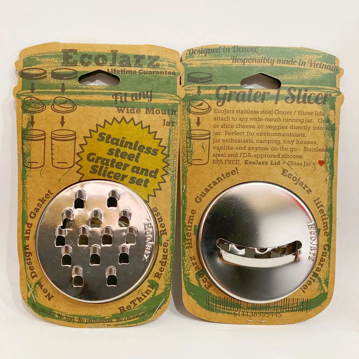 ECOJARZ Stainless Steel Mason Jar Grater/Slicer Duo Lid THE COLLECTIVE