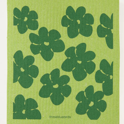 THREE BLUEBIRDS | Flower Power Swedish Dishcloth