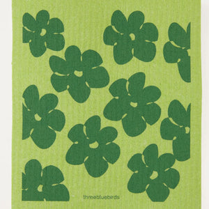 THREE BLUEBIRDS | Flower Power Swedish Dishcloth
