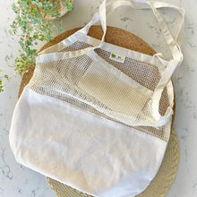 Load image into Gallery viewer, ME MOTHER EARTH | Organic Half Mesh Market Tote with Pocket