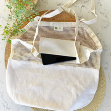 Load image into Gallery viewer, ME MOTHER EARTH | Organic Half Mesh Market Tote with Pocket