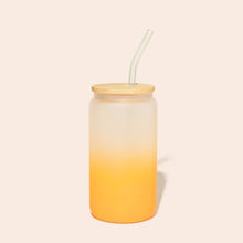 Load image into Gallery viewer, BAMBOO SWITCH | Reusable Blue Glass Can Cup with Bamboo Lid + Glass Straw