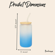 Load image into Gallery viewer, BAMBOO SWITCH | Reusable Blue Glass Can Cup with Bamboo Lid + Glass Straw