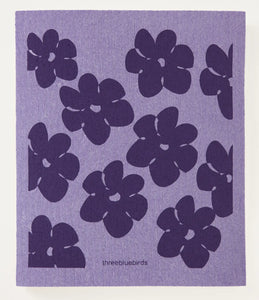 THREE BLUEBIRDS | Flower Power Swedish Dishcloth