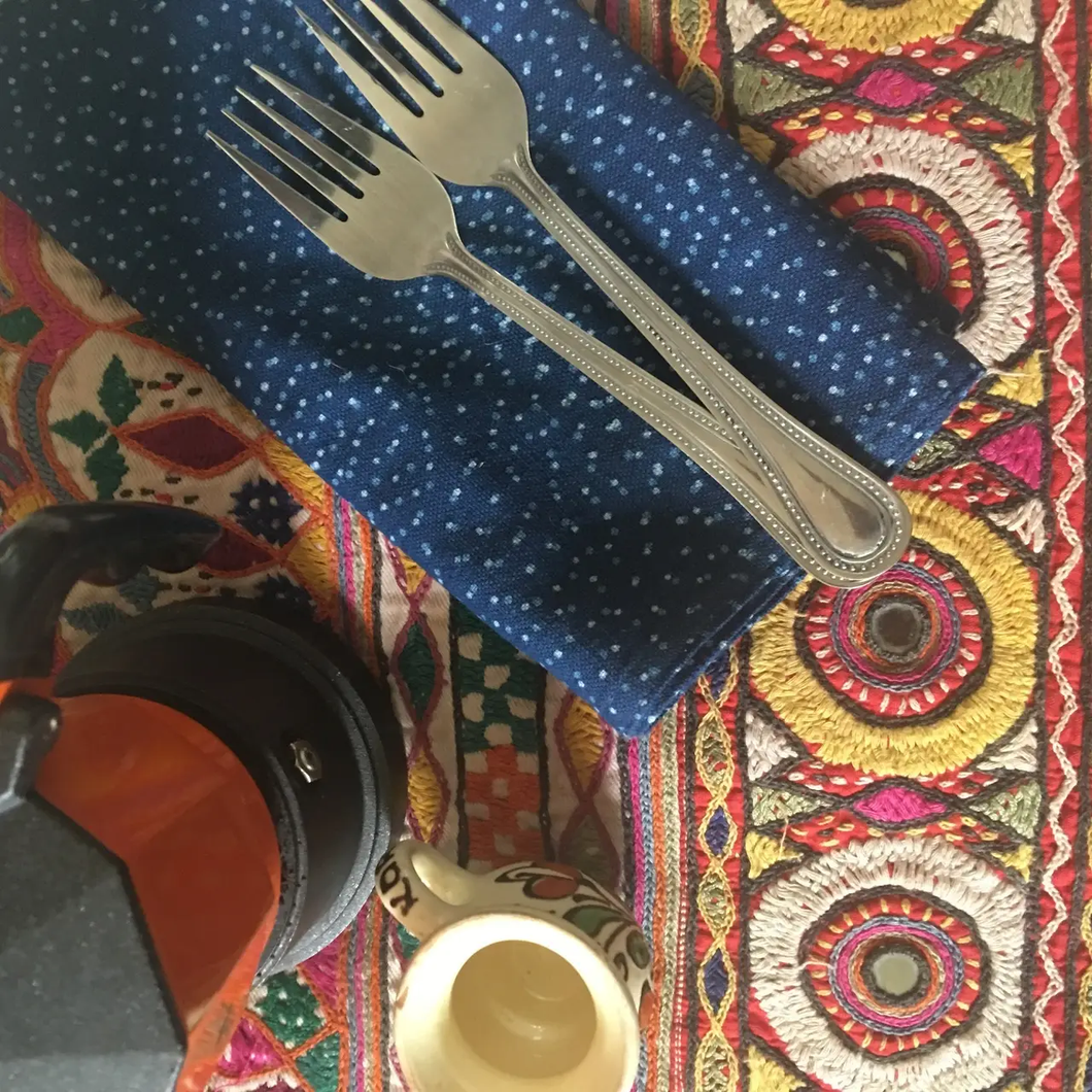 ICHCHA | Plant + Mineral Dyed Organic Cotton Napkins: Indigo Dots (set of 4)