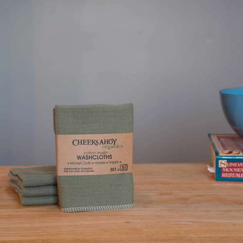 CHEEKS AHOY | Organic Muslin Cotton Washcloths (set of 3)