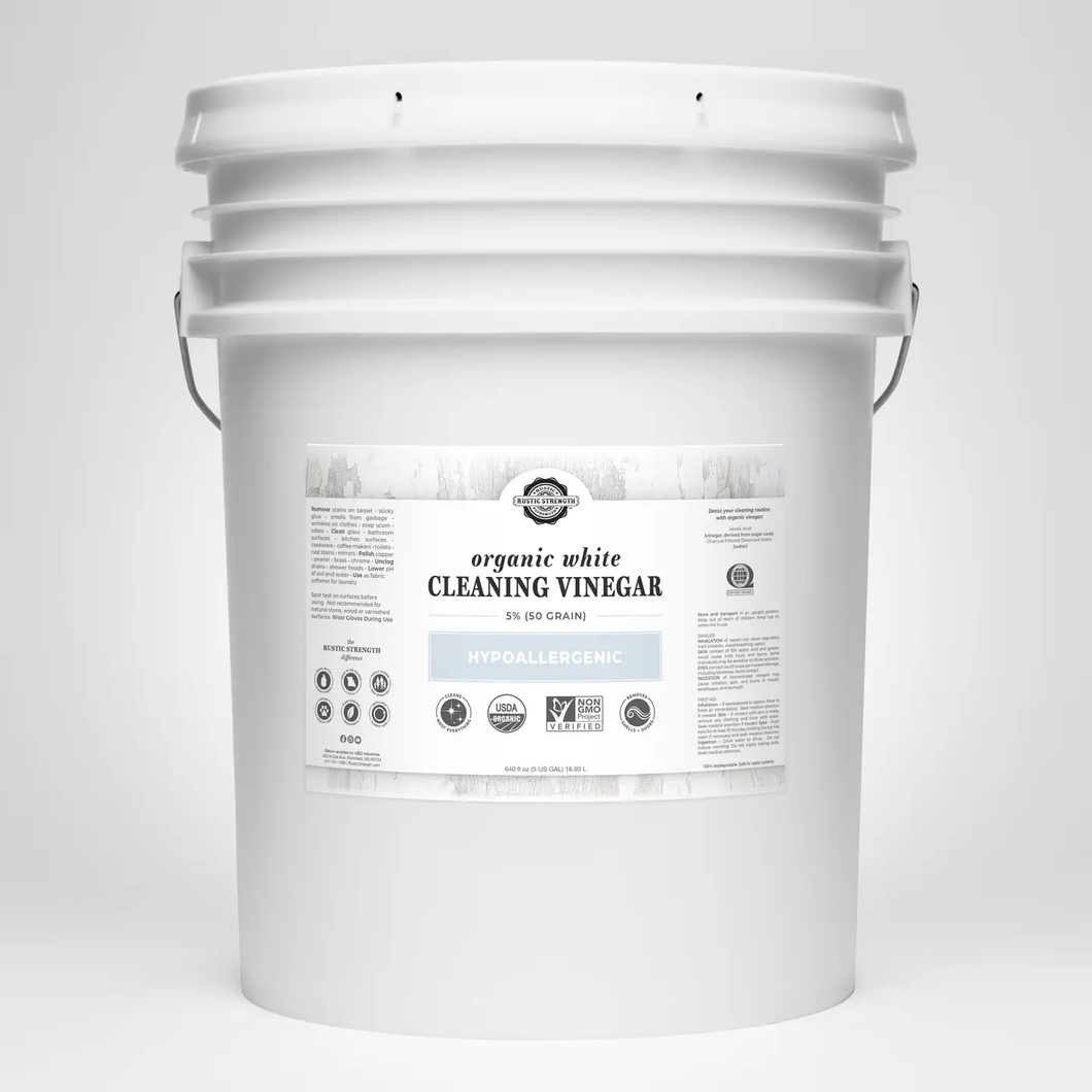 RUSTIC STRENGTH | Organic White Vinegar - 50 grain for cleaning - BULK by oz (container NOT included)
