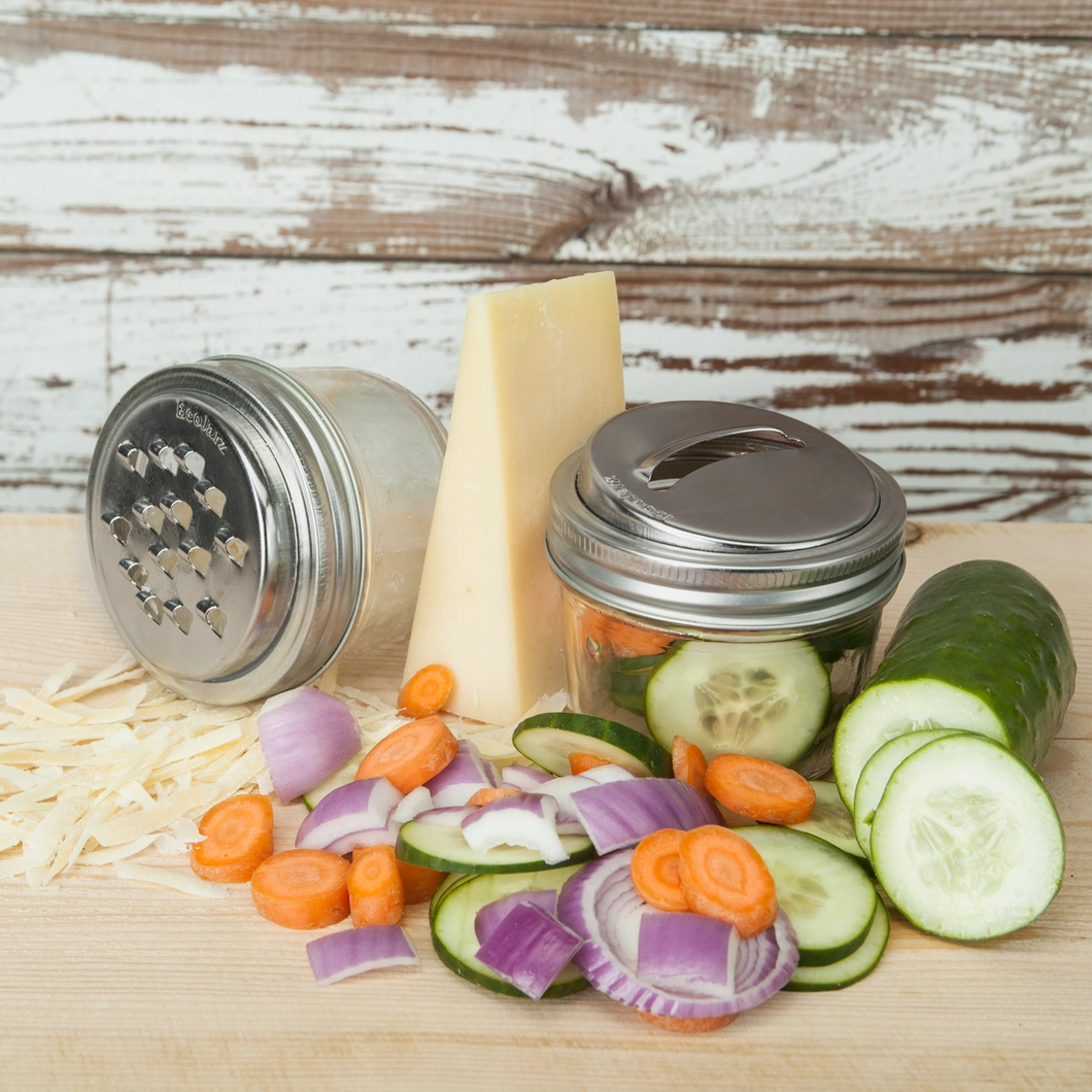 ECOJARZ | Stainless Steel Mason Jar Grater/Slicer Duo Lid