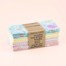 Load image into Gallery viewer, CHEEKS AHOY | Spring Collection: Reusable Non-paper Cotton Towels - unrolled, 8pk