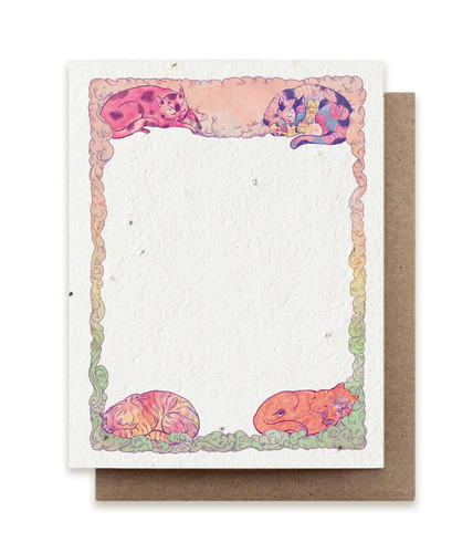 SMALL VICTORIES | Cozy Cats Flat Notecard Set - Plantable Herb Seed Paper
