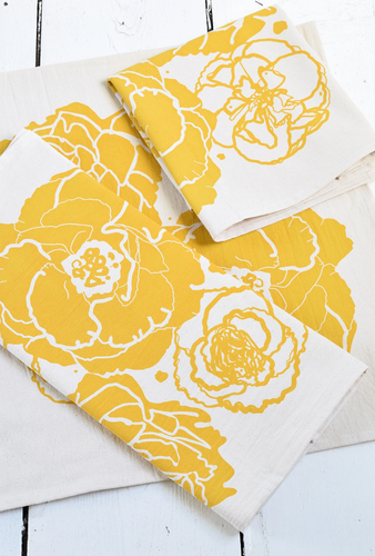 HEARTH AND HARROW | Peony Blossom Organic Cotton Tea Towel