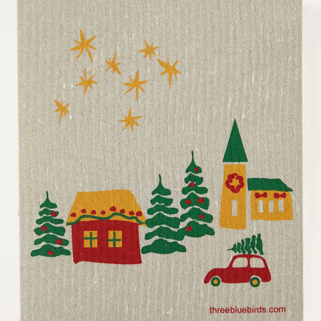 THREE BLUEBIRDS | Swedish Dishcloth - Holiday 2025