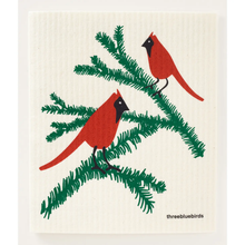 Load image into Gallery viewer, THREE BLUEBIRDS | Swedish Dishcloth - Holiday