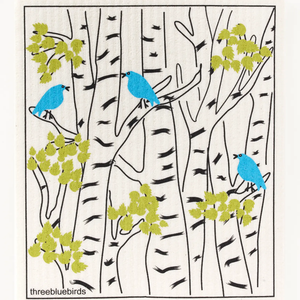 THREE BLUEBIRDS | Swedish Dishcloth